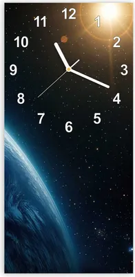 Produktbild von Wanduhr aus Glas mit Motiv Erde bei Nacht- 30 x 60 cm - inkl. Aufhängesystem