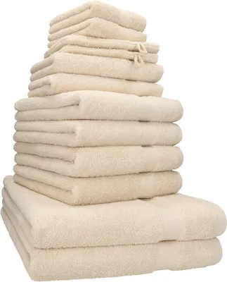 Produktbild von Betz Premium Handtuch-Set 12-teilig – 100% Baumwolle – ®  – extra saugfähig & weich – hohe Grammatur – Farbe sand