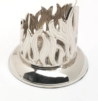 Produktbild von Kerzenleuchter Flammen Design für Ø 6 cm Kerzen, Messing vernickelt Silber