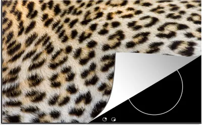 Produktbild von KitchenYeah© Herdabdeckplatte Nahaufnahme Mantel Leopard , 81x52cm, Küche Deko, Glaskeramikkochfeld Herdabdeckung, Abdeckplatte fùr Kochfeld