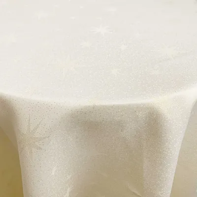 Produktbild von DecoHomeTextil Polyester Sterne Tischdecke Tischläufer Glitzer Tafeldecke Pflegeleicht Champagner Gold Rund 160 cm
