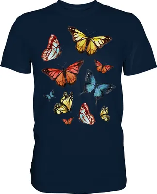 Produktbild von Frauen Bunte Schmetterlinge T-Shirt – Navy / 4XL