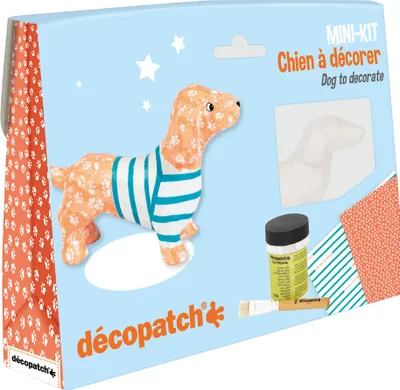Image de Décopatch KIT026C kit de bricolage papier mâché mini teckel (idéal pour les enfants, 19 x 13,5 x 3,5cm)
