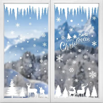 Produktbild von Selbstklebende Fensterbilder für Weihnachten, 217 Stück Eiszapfen und Schneeflocken