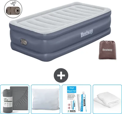 Produktbild von Bestway Luftmatratze - 1 Person - 97 x 191 x 51 cm - Grau - Inklusive Zubehör