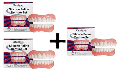 Zdjęcie produktu dla Zestaw protez zębowych, regulowany silikon, ochraniacz na zęby, kup 2, a 1 dostaniesz gratis