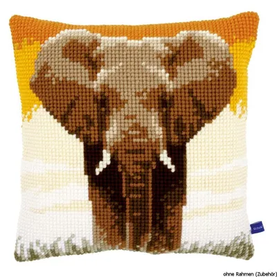 Produktbild von Vervaco Kreuzstichkissen "Elefant in der Savanne", Stickbild vorgezeichnet