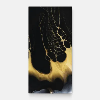Produktbild von ARTHUB® Leinwandbild 60x120 cm, Black Golden Marble | Wohnzimmerdekoration, Hängende Bilder, Wanddekoration, Heimdekoration, Abstrakte, Marmor