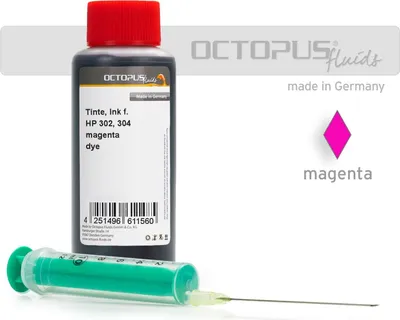 Immagine prodotto di Cartuccia ricaricabile compatibile con HP 302, 304 magenta con siringa