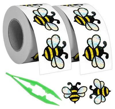 Bienenaufkleber 1000 Blatt, wasserdicht, Rolle, 2,5 cm, bunt
