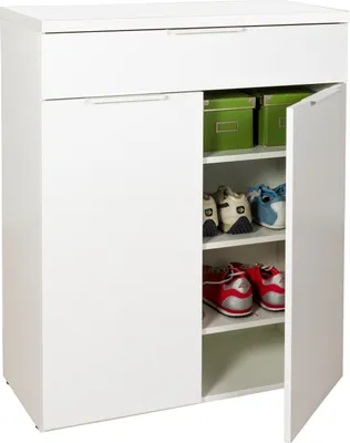 Produktbild von Kommode - 82 x 102 cm - 2 Türen - 1 Schublade - Weiß Hochglanz