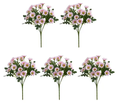 Produktbild von Künstliche Chrysanthemen-Bündel, UV-beständig, Herbstblumen, realistische Kunstpflanzen für Terrasse, Veranda, Fensterkasten, Vase, Innenbereich