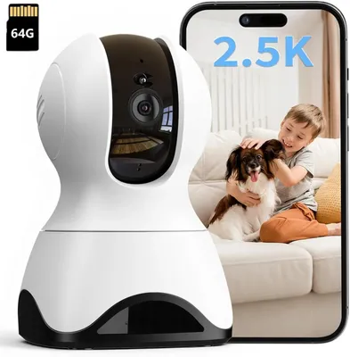Produktbild von Überwachungskamera Innen,5G WLAN Innenkamera,360° Kamera Überwachung Indoor,AI-Bewegungserkennung,Auto Tracking,2-Wege-Audio Nachtsicht mit 64G-Karte
