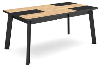 Esstisch 170 cm, 8 Plätze, Melamin, Holzbeine, Eiche/Schwarz