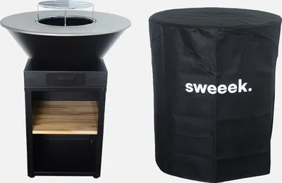 Immagine prodotto di Braciere barbecue con vano portalegna e copertura, Ø81,5cm, Nero