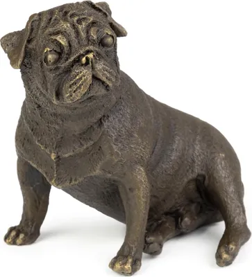 Immagine prodotto di Figura in bronzo di carlino seduto 9 x 6,5 x 8,5 cm - scultura di cane in vero bronzo - figura decorativa solida per gli amanti degli animali - figura di carlino da collezione - cane decorativo in bronzo - 0,4 kg
