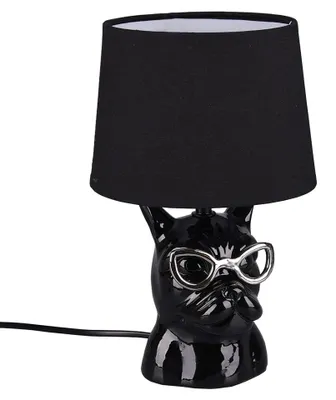 Zdjęcie produktu dla Lampa stołowa o wyglądzie psa, ceramika, czarny materiał, wys. 29 cm