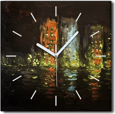 Produktbild von Coloray Uhr auf Leinwand 30x30 cm Wand Uhr Dekoration Wohnzimmer Segeltuch weiße Zeiger -Landschaftsarchitektur