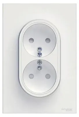 Image de Prise de courant double SCHNEIDER Odace S320559 - 16A - 230V - 2x 2P+T - blanc