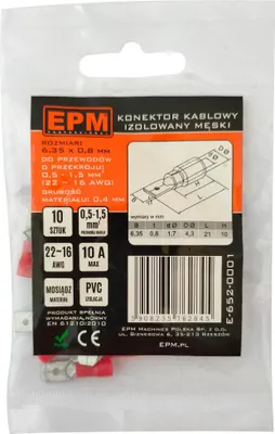 Produktbild von Isolierte Einschiebeklemme 0,5-1,5 Mm 0,8-6,35 10 Stk - E-652-0001