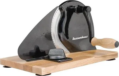 Immagine prodotto di Affettatrice manuale per pane con larghezza di taglio regolabile e piano in legno di quercia - 30 × 25,5 × 19 cm