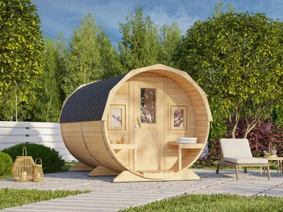 Produktbild von Fjordholz Fass-Sauna Modell Alvin