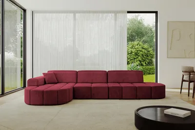 Produktbild von ALTDECOR Ecksofa in L-Form Livo-L2 - 337x173x79,5 Bordeauxrot - Corner Sofa Bett Eckcouch Couch Wohnlandschaft Cauchsofa