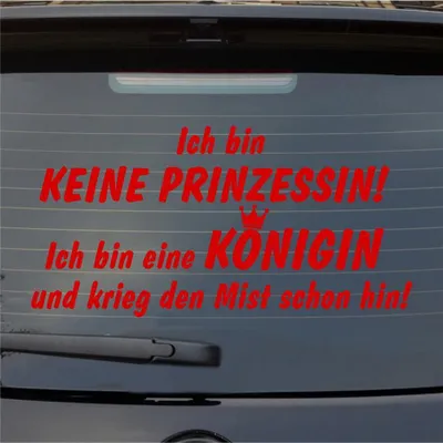 Produktbild von Heckscheibenaufkleber Ich bin keine Prinzessin ich bin eine Königin 55x28 cm Rot Auto Aufkleber Sticker