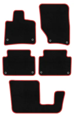 Productafbeelding van Velours automatten voor Audi Q7 I 4L 2005-2015 (SUV) – 5-delig, zwart/rood, op maat – Wielganizator CARLUX