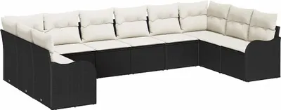 Image de Ensemble de canapé de jardin Noir 344 x 177,5 x 85 cm polyrotin