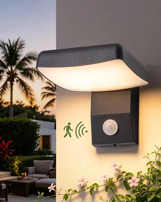 Produktbild von EDISHINE LED Außenwandleuchte, 350° drehbar, IP65 wasserdicht, 3000K, moderne Wandlampe in Mattschwarz, Netzbetrieb für Haustür, Terrasse, Garten