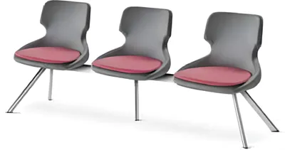 Produktbild von Büroeinrichtung Bürostühle Arbeitszimmer Schwarz Bordeaux 3-Sitzer Modern