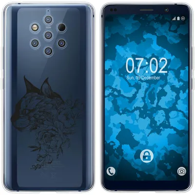 Produktbild von PhoneNatic Case kompatibel mit  Nokia 9 PureView Silikon-Hülle Floral Katze M2-1
