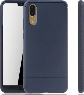 Productafbeelding van Huawei P20 telefoonhoesje, beschermhoes, carbonlook, blauw