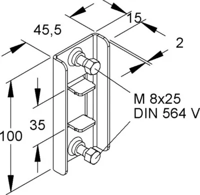 Immagine prodotto di Terminale Niedax per travi intermedie TZK 86-96 S (1 coppia)