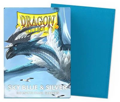 Produktbild von Dragon Shield Standard Size Dual Matte Sleeves - Sky Blue & Silver (100 Sleeves)