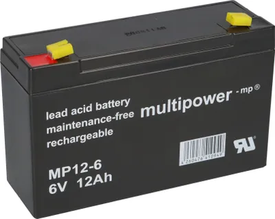 Produktbild von Multipower Blei-Akku MP12-6 Pb 6V 12Ah Faston 4,8mm