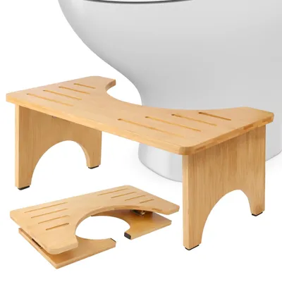 Image de Escalier de toilette en bambou pour adultes, ergonomique et portable