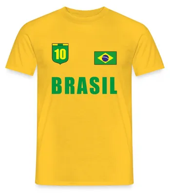 Produktbild von Spreadshirt Brasilien 10 Fußball Fanlook Trikot Männer T-Shirt, XXL, Gelb