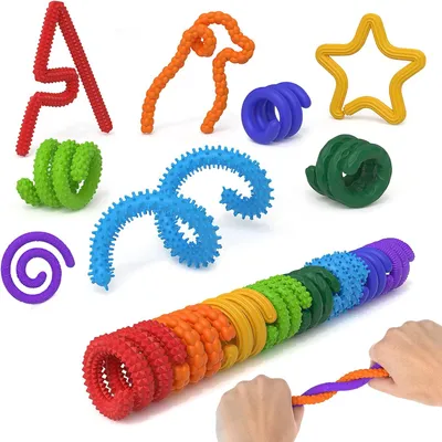 Produktbild von Fidget Toys Silikon Sensorik Stick, 8 Stück Sensorische Fidget Sticks, Fidget Toys Stretch Spielzeug Set, Sensorische Fidget Spielzeuge Bunt