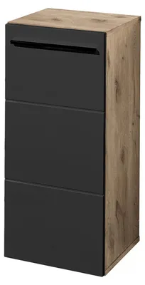 Produktbild von home24 Unterschrank mit 1 Tür - Matt Schwarz / Eiche Viking Nachbildung