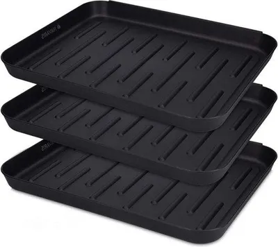 Obrázok produktu pre Plastová sada na odkvapkávanie topánok, 3-dielna, na 3 páry topánok, rozmery 3 x 35 x 27 cm, čierna, balenie