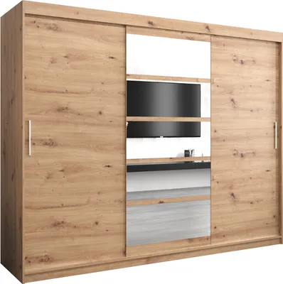 Produktbild von Kleiderschrank, Schiebetürenschrank Schlafzimmer, Schrank mit Spiegel ROMA 1 250 cm