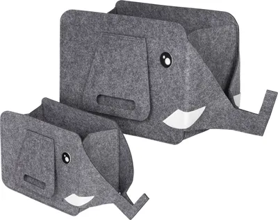 Produktbild von ONVAYA® Filz-Aufbewahrungsbox | 2er Set | Elefant | Große Box (16 l) und kleine Box (7,5 l) | aus robustem Filz | vielfältig einsetzbar