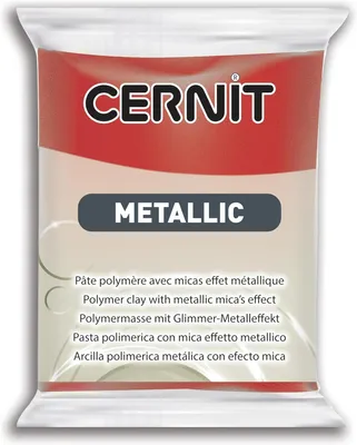 Produktbild von CERNIT CE0870056400C - Block Modelliermasse (Polymer) METALLIC, ofenhärtend, sofort gebrauchsfähig, 56g, geeignet für DIY, Schmuck und Figuren, für Einsteiger und Hobbykünstler, Rot, 1 Stück