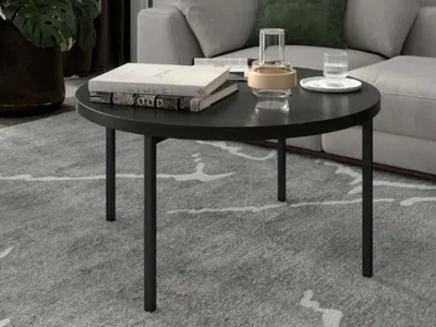 Produktbild von GrainGold Couchtisch Sevilla - Couchtisch Rund, Wohnzimmer Couchtisch, Moderne Couchtisch - Couchtisch Schwarz Matt