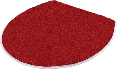 A single red toilet seat cover is shown from a diagonal angle on a white background.