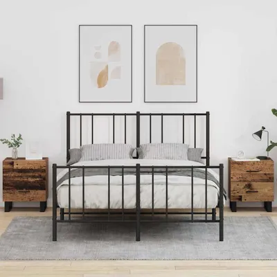 Image de Maison Exclusive - Table de chevet, lot de 2. Bois de récupération et noir. Dimensions : 40 x 35 x 47,5 cm