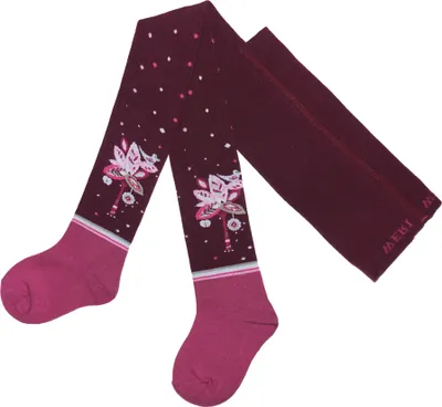 Produktbild von Kinderstrumpfhosen für Mädchen aus Baumwolle Vogel Music Aubergine Größe 152-164