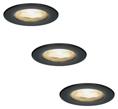 Produktbild von hoftronic LED Einbaustrahler 3er Set 5W 450lm 2700K Schwarz IP65 Dimmbar